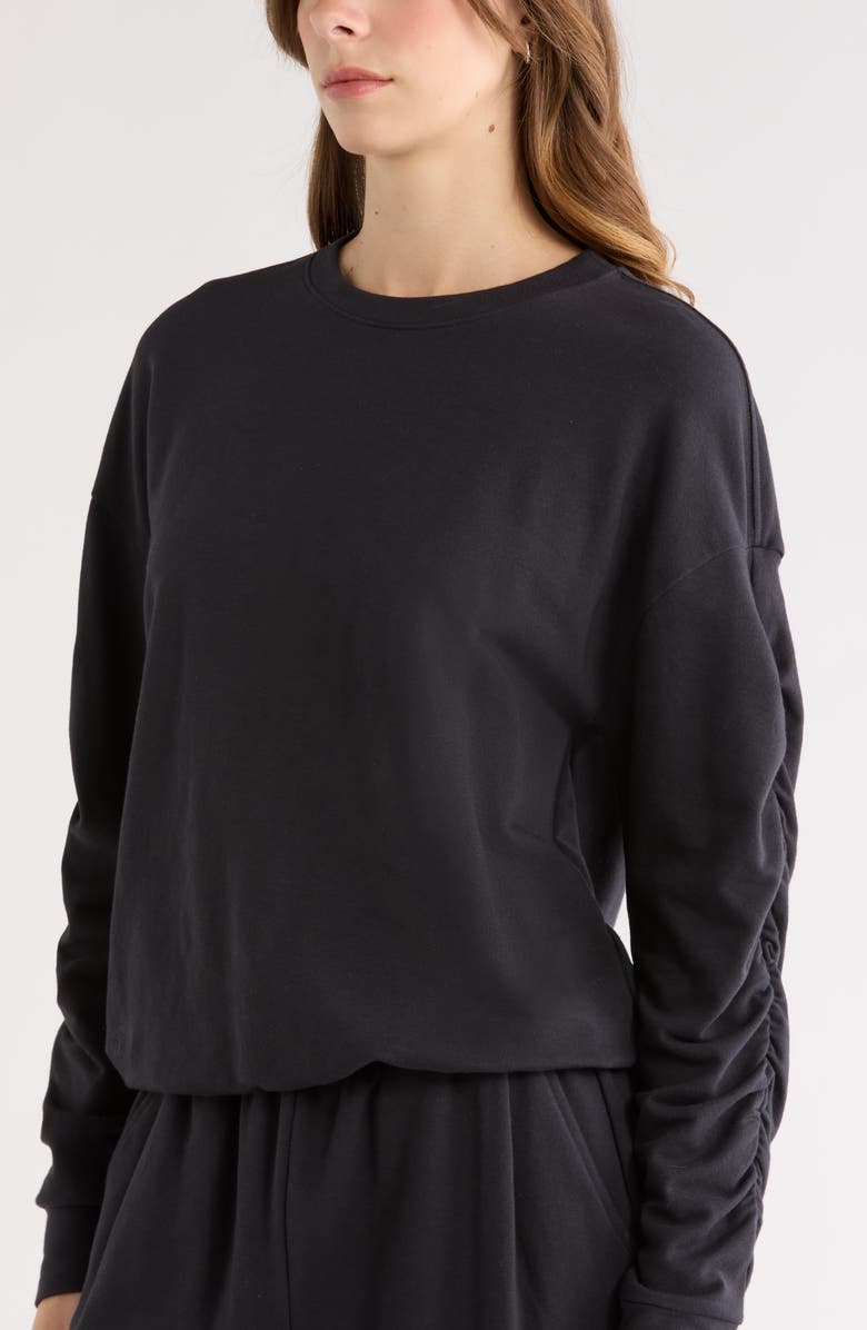 Zella Cinch Side Long Sleeve Top, Alternate, color, Black