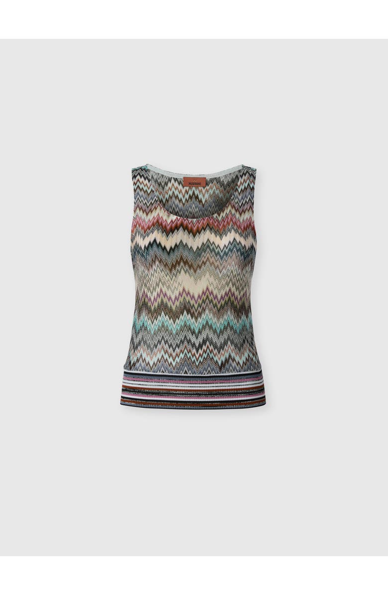 Missoni Sleeveless Top In Viscose With Zigzag Pattern, Main, color, Multicoloured