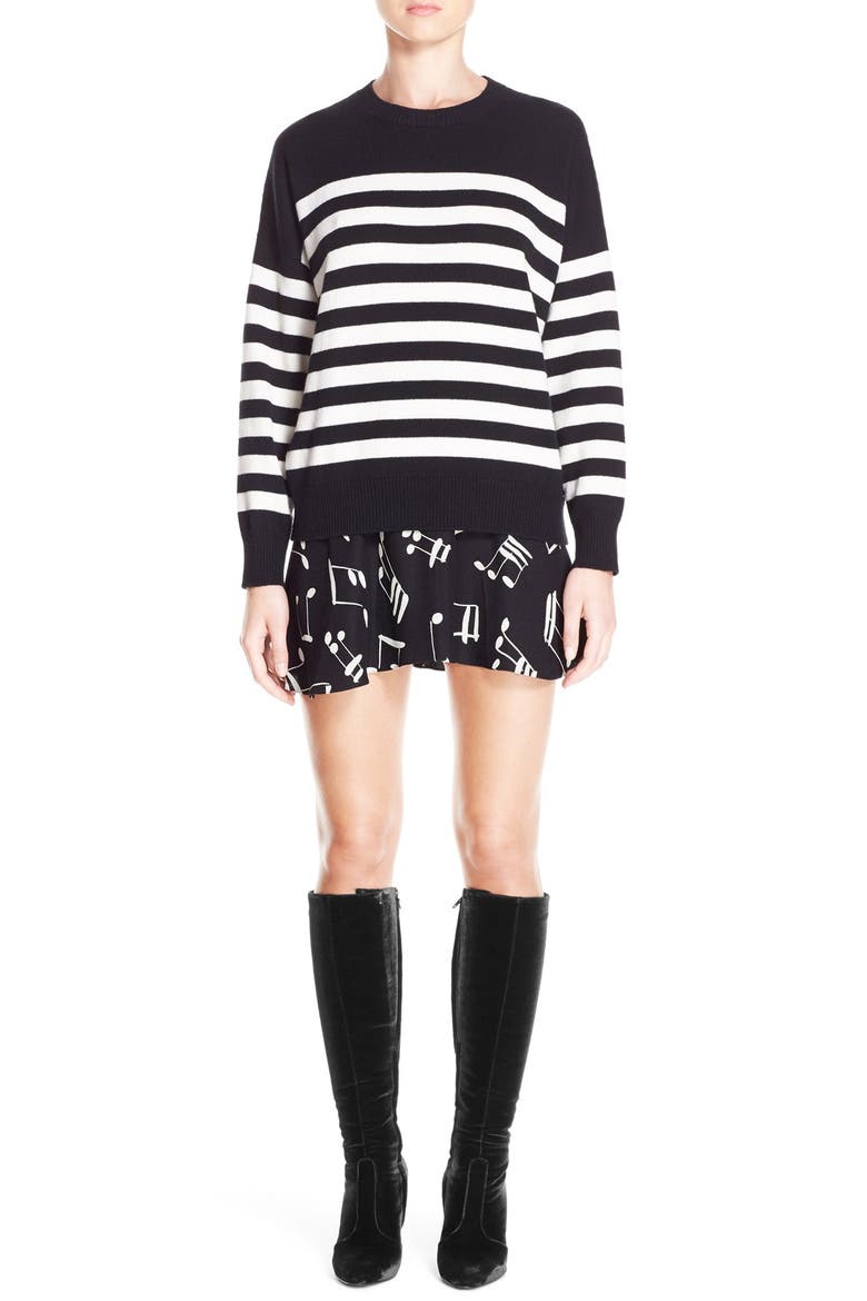 Stripe Cashmere Sweater, Main, color, BLACK CRÈME