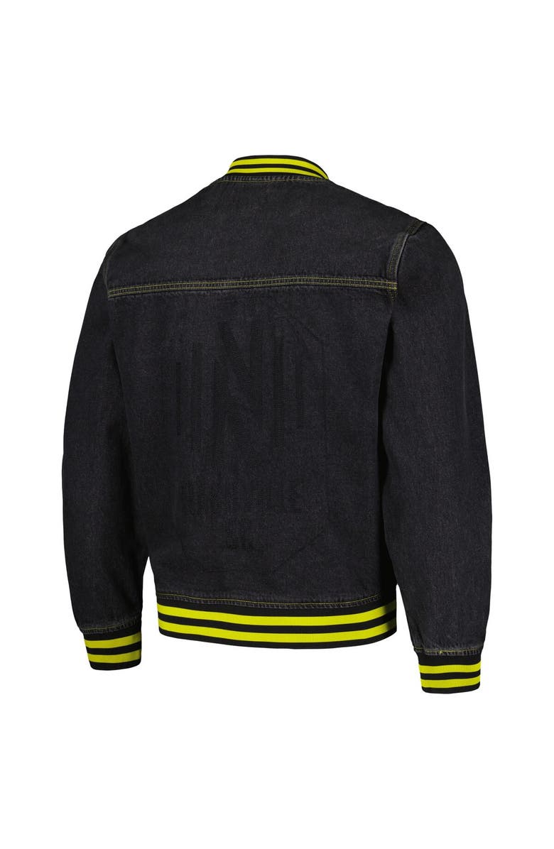 THE WILD COLLECTIVE Men's The Wild Collective Black Nashville SC Denim Full-Button Bomber Jacket, Alternate, color, Black