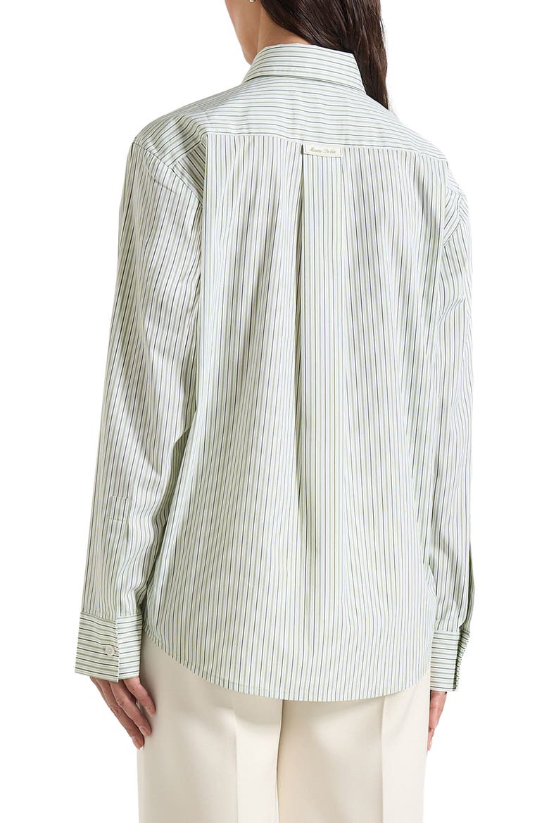 Dylan Unisex Pinstripe Long Sleeve Shirt With Detachable Tie, Alternate, color, Sage