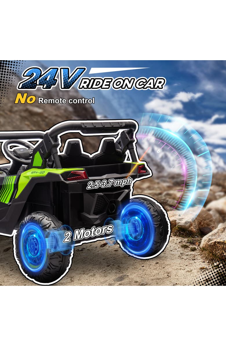 Qaba 24V 2-Seater Kids UTV Ride on Car with Shock Absorbers, Alternate, color, Green