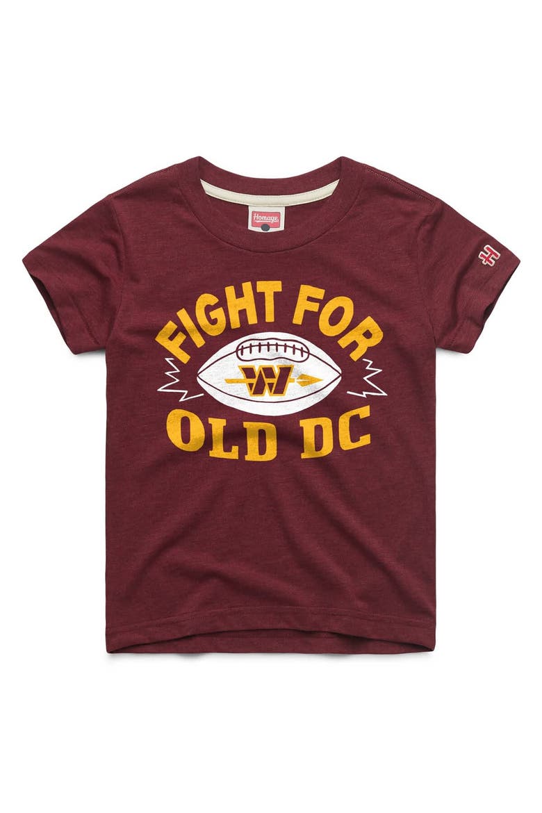 Youth Homage Burgundy Washington Commanders Fight For Old DC Logo Tri-Blend T-Shirt, Main, color, Burgundy