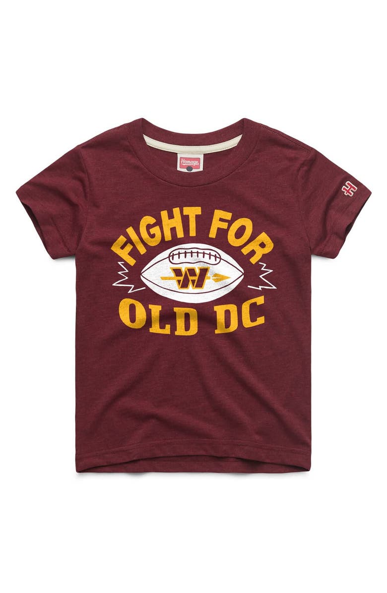 Homage Youth Homage Burgundy Washington Commanders Fight For Old DC Logo Tri-Blend T-Shirt, Main, color, Burgundy