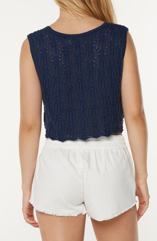 Roxy Beach Bound Cotton Crop Sweater Vest In Blue