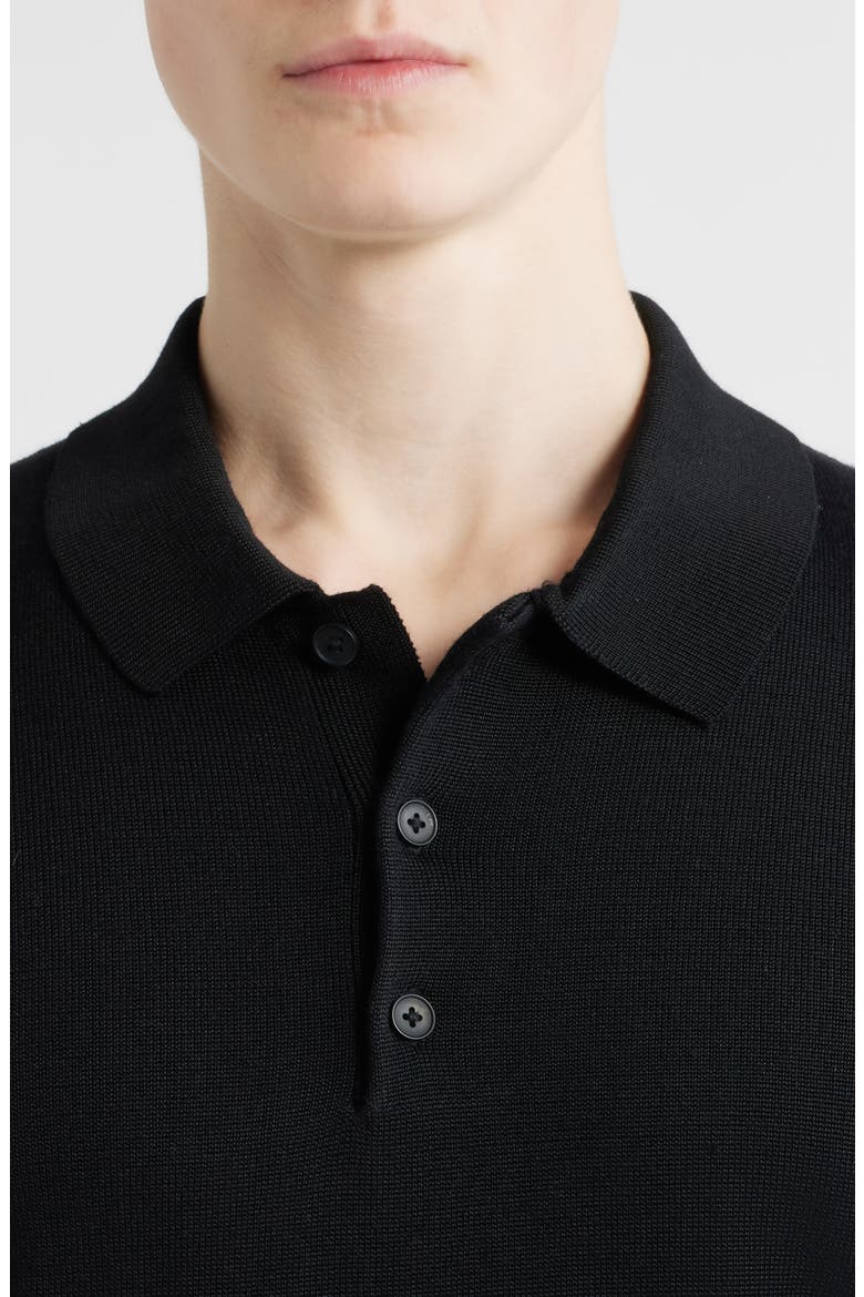 Solid Cotton Blend Polo Sweater, Alternate, color, BLACK