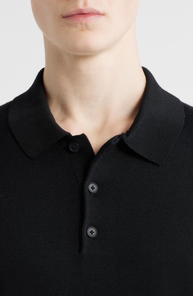 Open Edit Solid Cotton Blend Polo Sweater, Alternate, color, Black