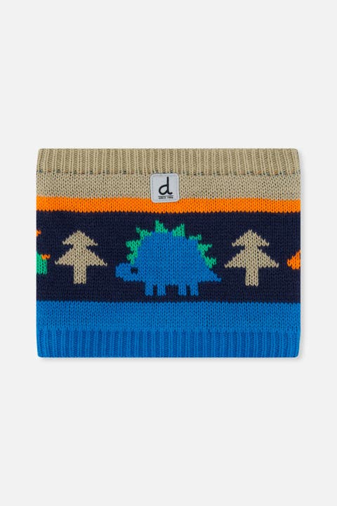 Dinosaur Jacquard Fleece-Lined Knit Neckwarmer