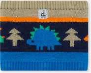 Deux par Deux Dinosaur Jacquard Fleece-Lined Knit Neckwarmer