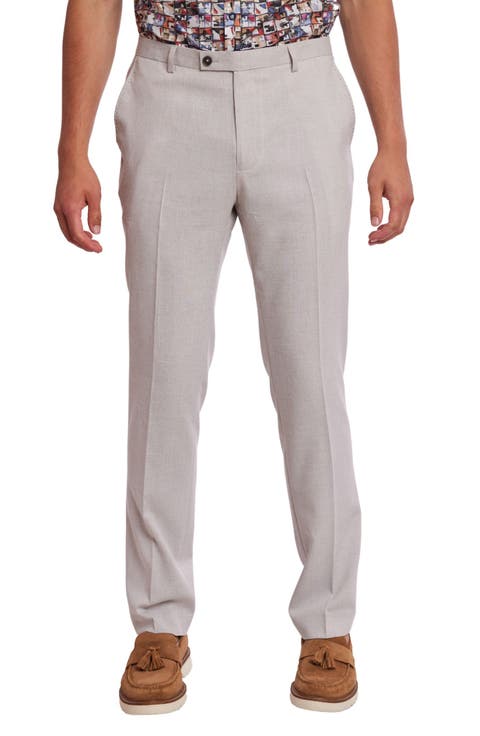 Downing Slim Flat Front Crosshatch Dress Pants (Regular & Big)