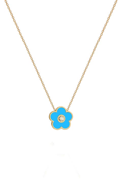 Cubic Zirconia Flower Pendant Necklace