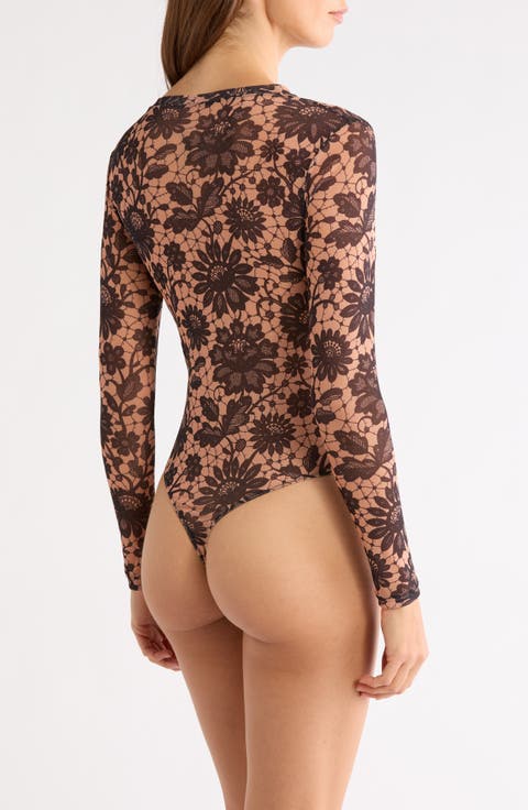 Floral Lace Long Sleeve Bodysuit