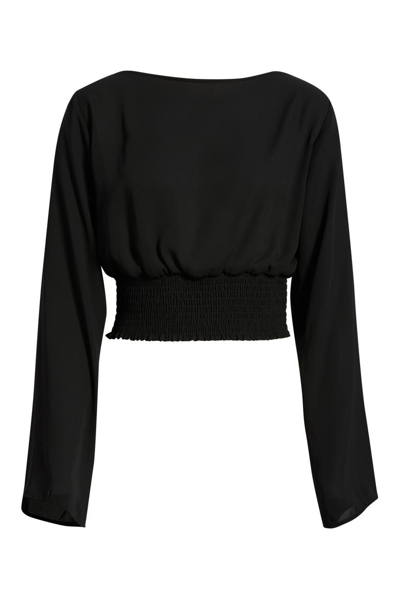 The Ace Smocked Top, Alternate, color, NOIR