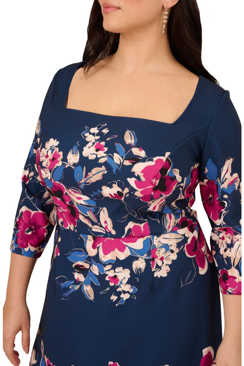 Placed Floral Dress, Alternate, color, NAVY/ PINK MULTI