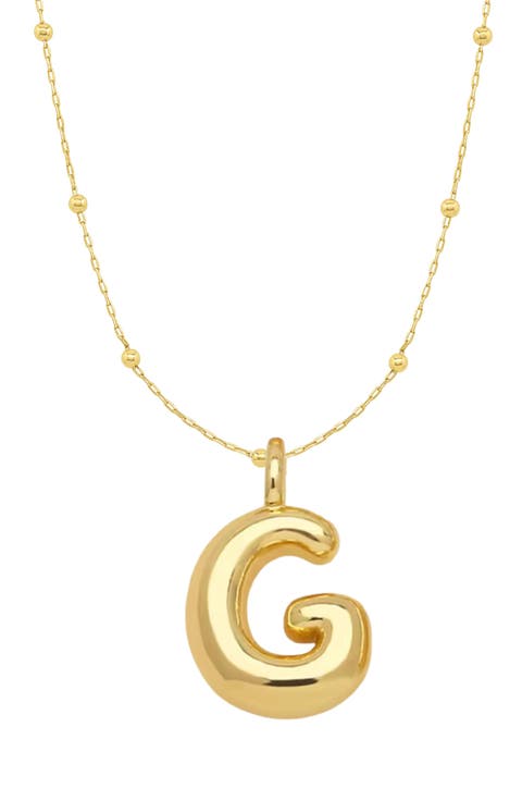 14K Gold Plated Bubble Initial Pendant Necklace