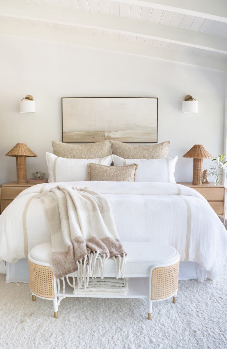 Pom Pom at Home Rory Linen Euro Pillow Sham, Alternate, color, White/ Flax