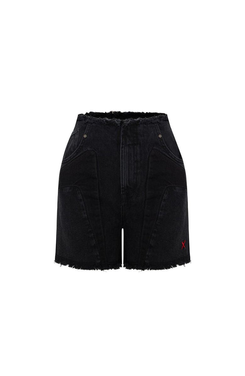 PCFG Cotton High Waist Denim Shorts, Main, color, Black