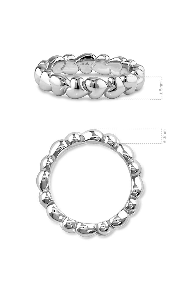 Sweet Heart Eternity Band Ring in Rhodium Plated Sterling Silver, Alternate, color, Silver