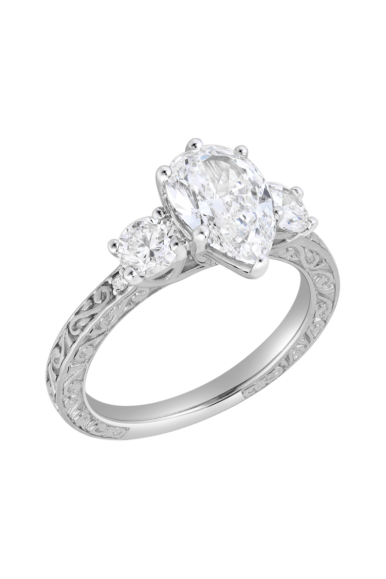 Orlina 14K Gold 2.65 Ct Pear Lab Grown Diamond Engagement Ring, Alternate, color, 14K White Gold