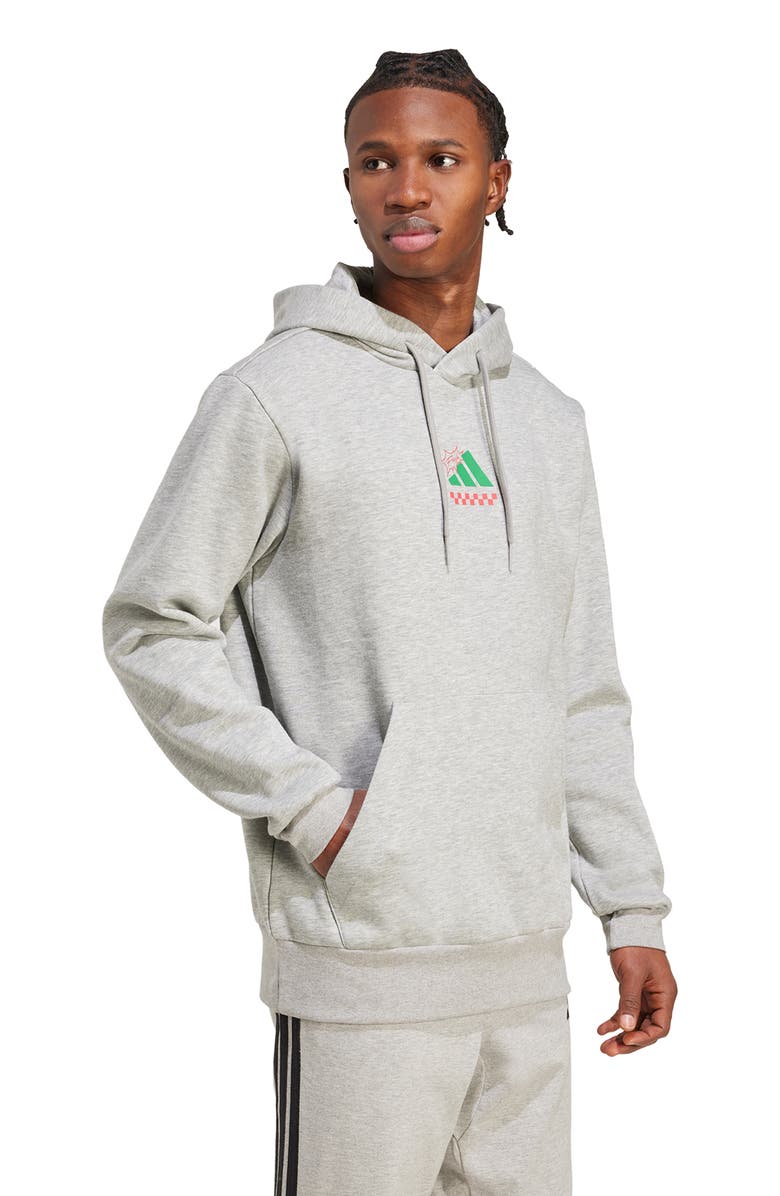 adidas Mini Pizza Graphic Hoodie, Alternate, color, Medium Grey Heather