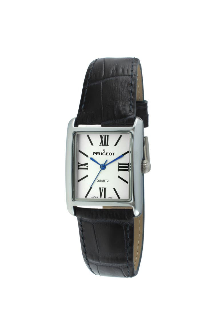 Roma Tank Leather Strap Watch- 26x32MM, Main, color, Black