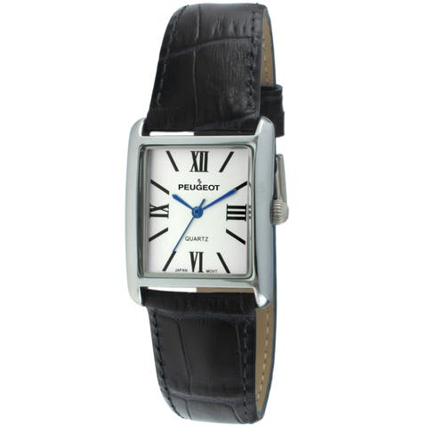 Roma Tank Leather Strap Watch- 26x32MM