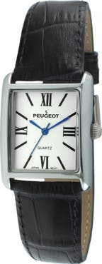Peugeot Roma Tank Leather Strap Watch- 26x32MM