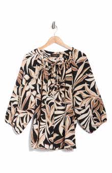 Renee C Leaf Print Top