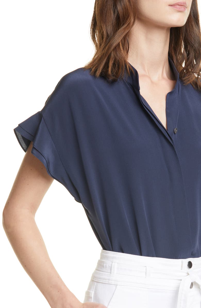 FRAME Flounce Sleeve Silk Blouse, Alternate, color, 
