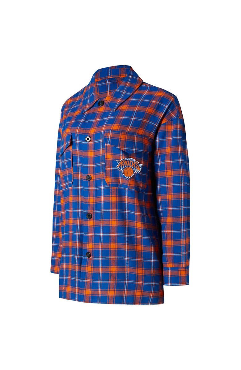College Concepts Women's College Concepts Blue/Orange New York Knicks Boyfriend Button-Up Nightshirt, Alternate, color, Blue