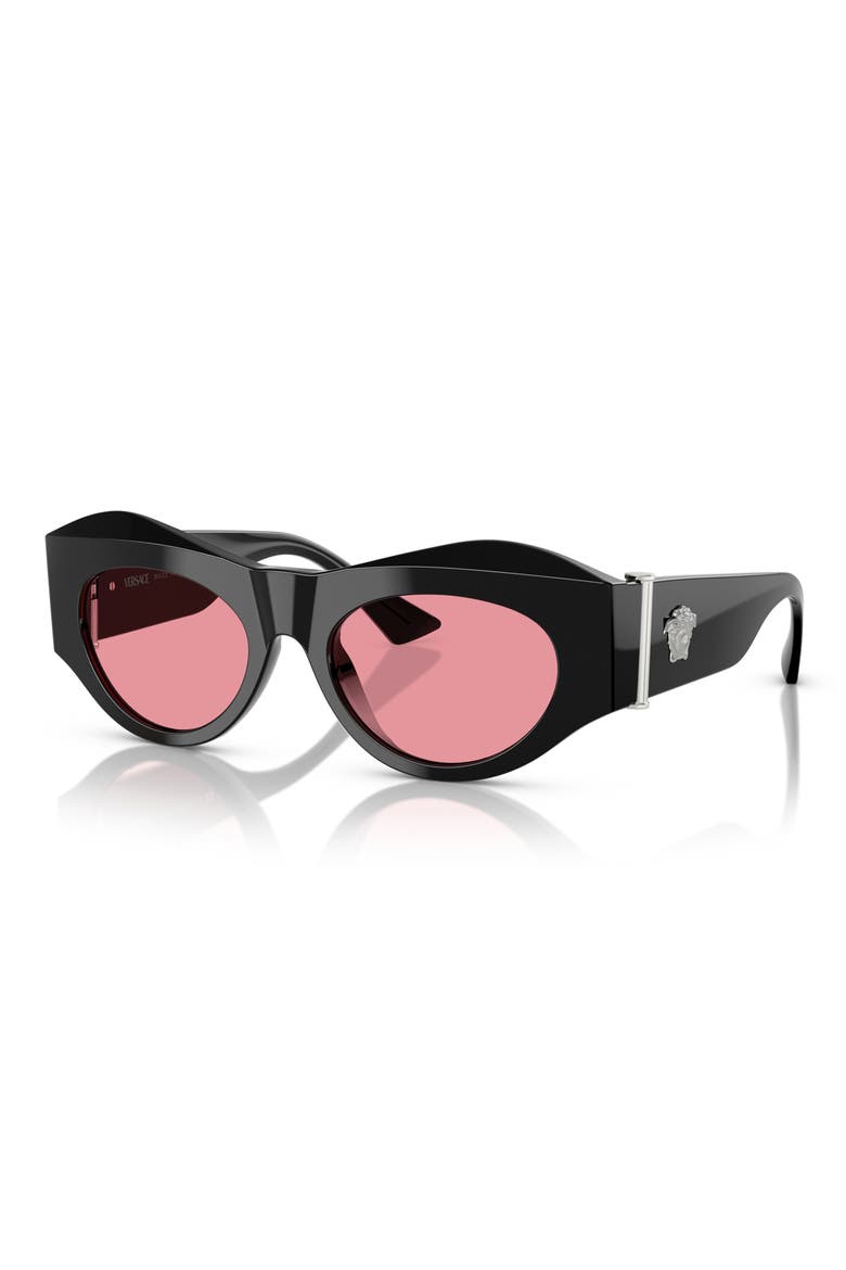 52mm Oval Sunglasses, Alternate, color, BLACK