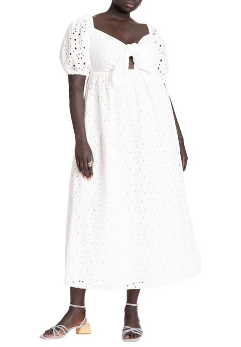 Eyelet Tie Front Maxi Dress (Plus)