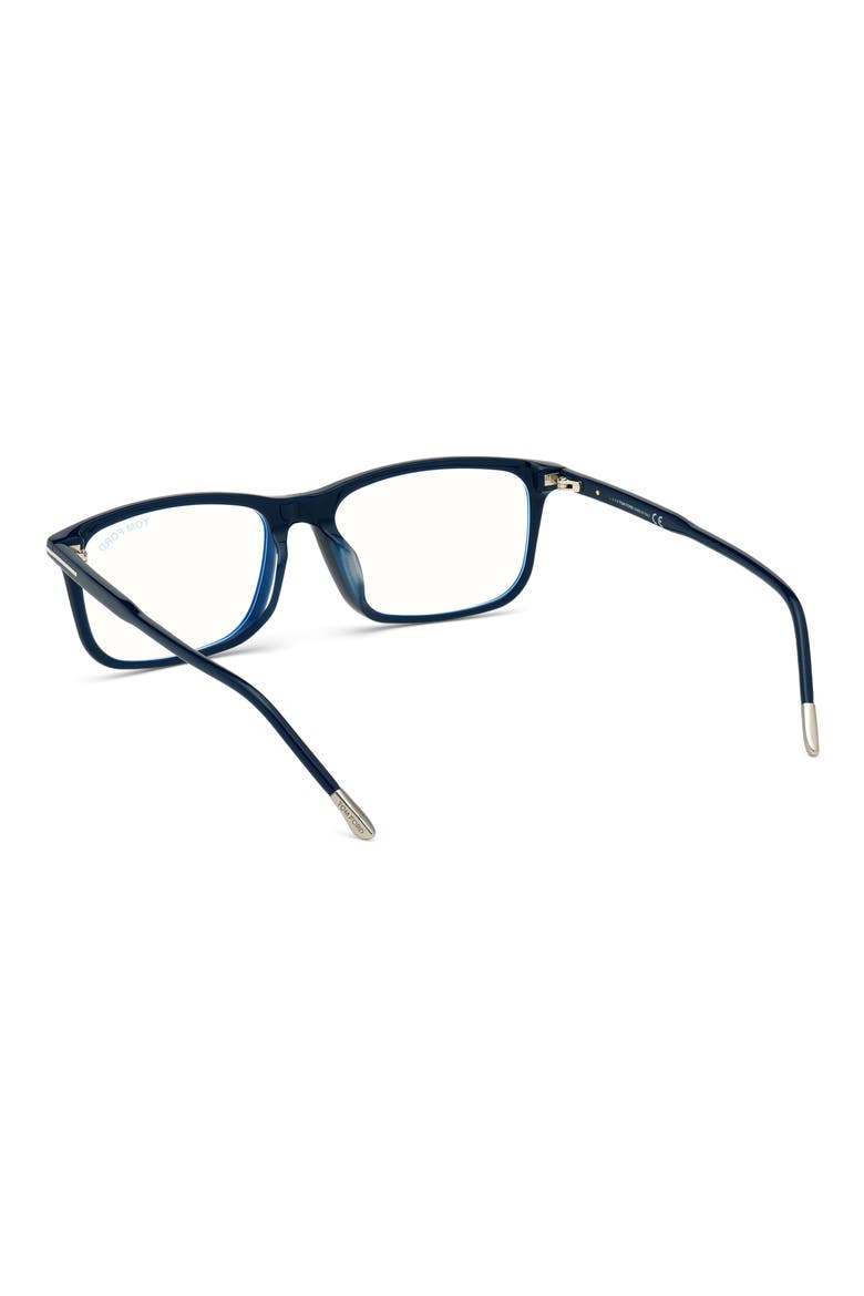 57mm Rectangular Blue Light Blocking Optical Glasses, Alternate, color, NAVY BLUE PALLADIUM TEMPLE