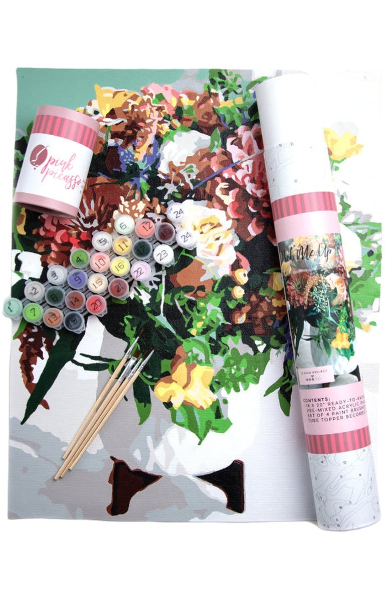 Pink Picasso Kits Pick Me Up Paint by Numbers Kit, Alternate, color, Multicolored Floral