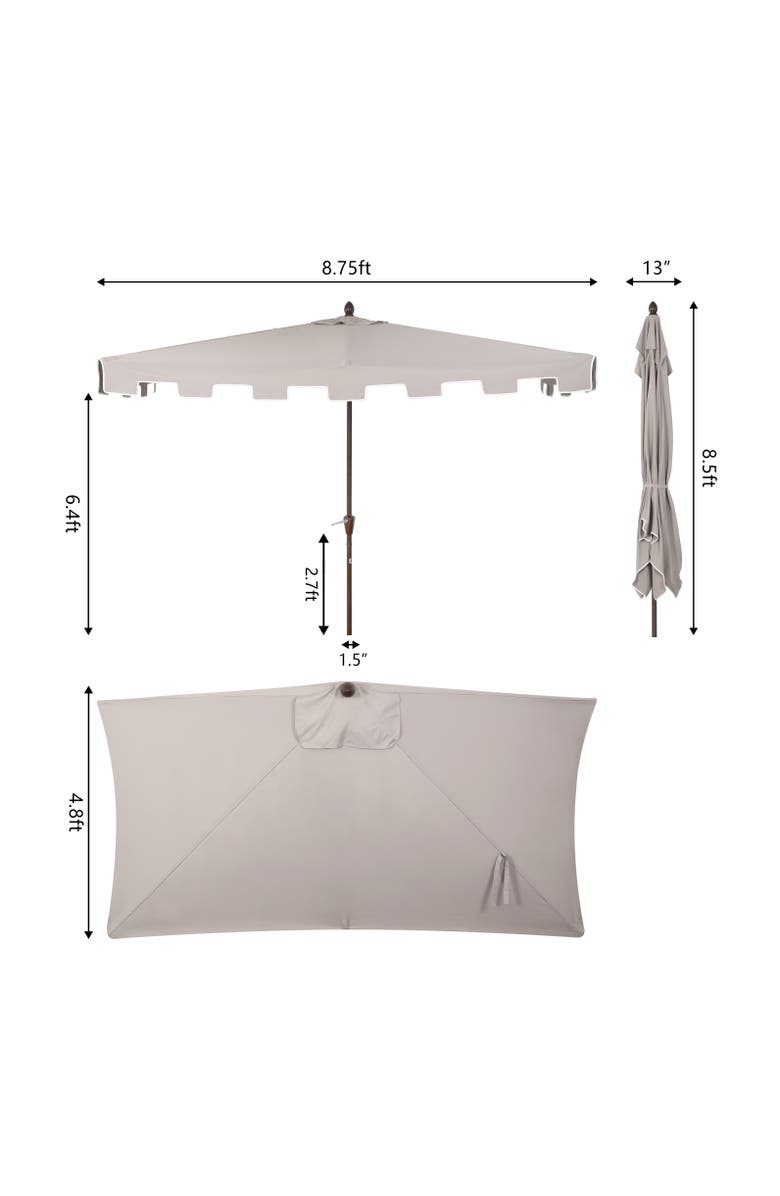 JONATHAN Y Sidney Coastal Half Patio Umbrella with Crank, UV-Resistant Space-Saving Wall-Hugging Aluminum Balcony Sun Shade, Alternate, color, Gray