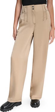 DKNY Topstitch Straight Leg Pants