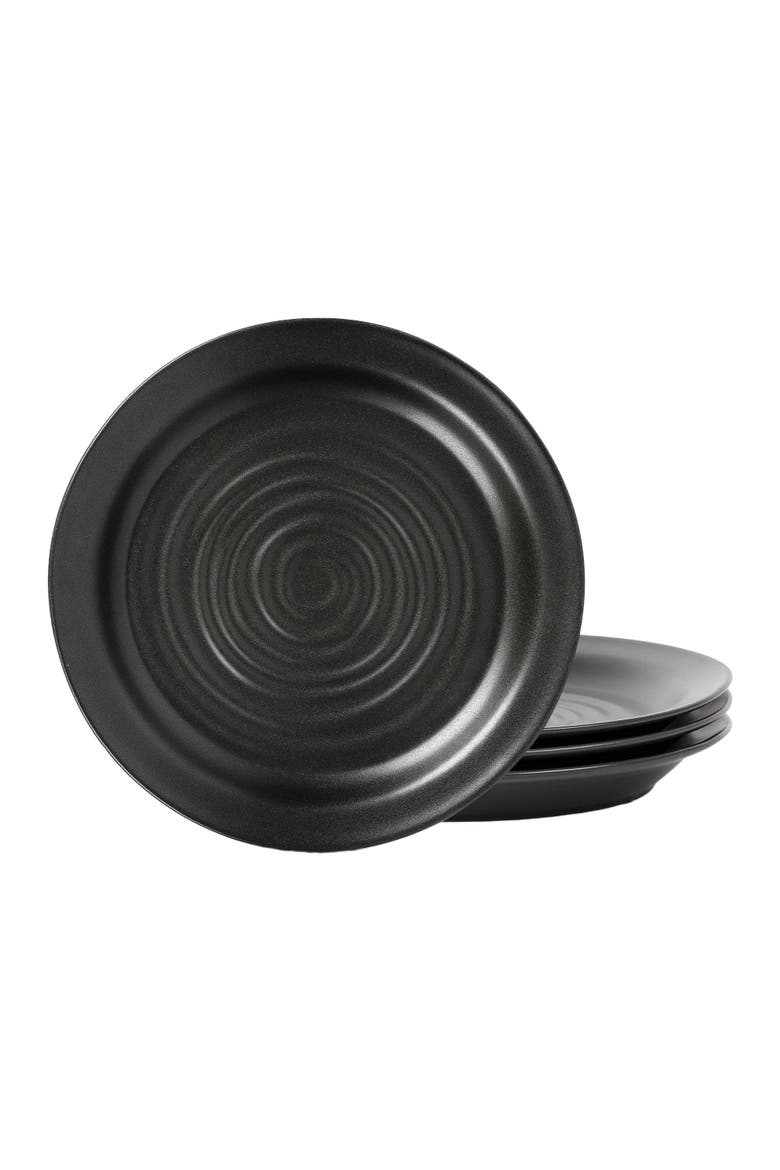 Orbit Stoneware 4-Piece Dinner Plate Set, Main, color, Charcoal