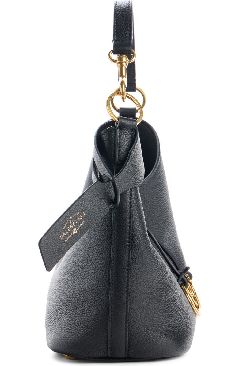 Balenciaga Small Carrie Grained Leather Hobo Bag, Alternate, color, 1000 Black