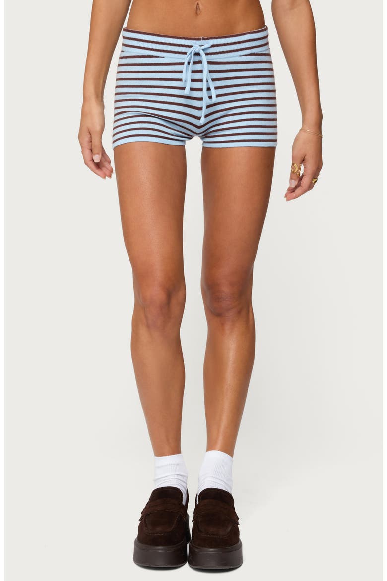 Lillian Stripe Knit Shorts, Main, color, LIGHT-BLUE