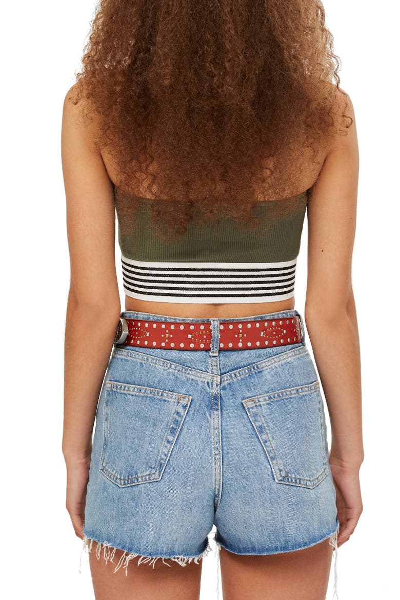 Stripe Elastic Bandeau Top, Alternate, color, OLIVE