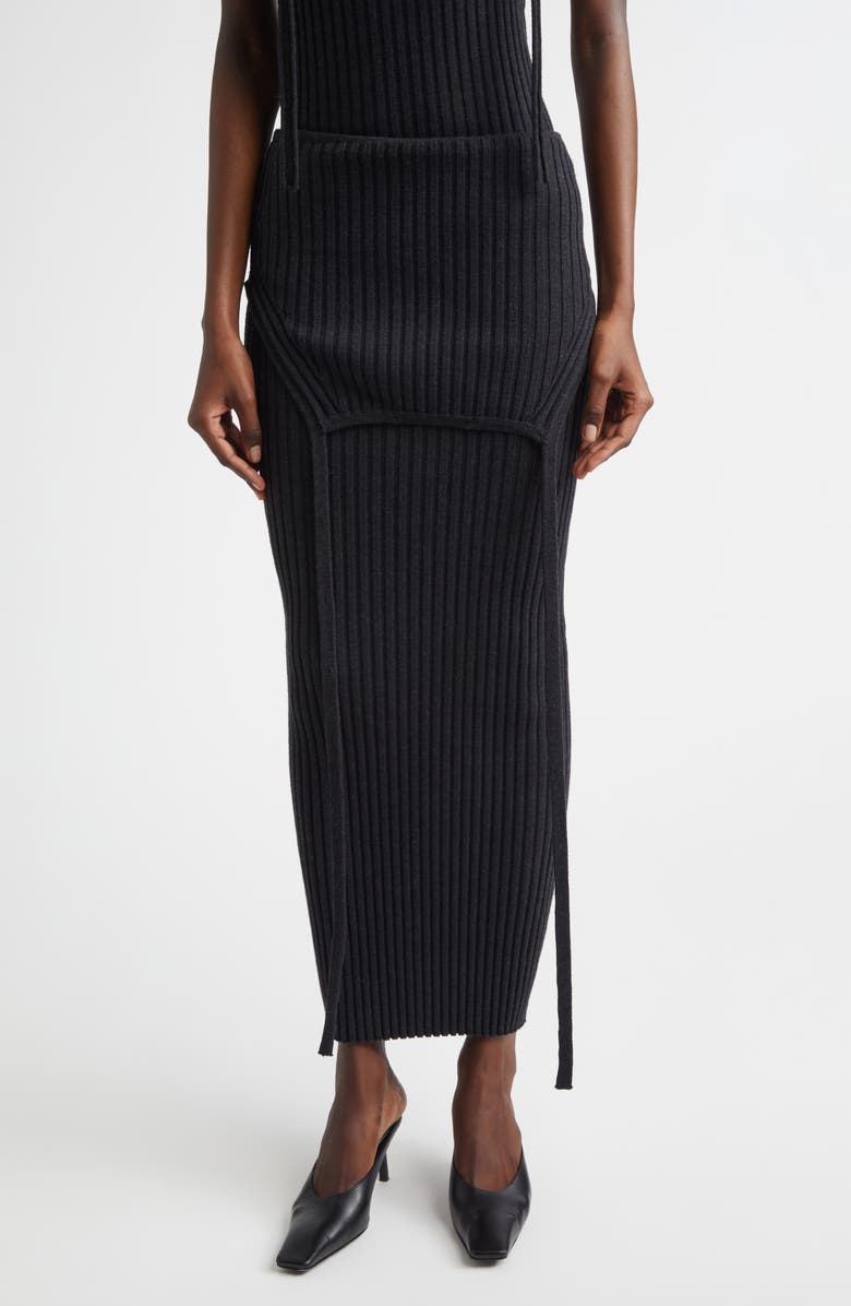 Aisling Camps Flipped Merino Wool Blend Rib Skirt, Main, color, Charcoal Melange