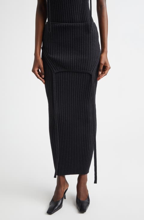 Flipped Merino Wool Blend Rib Skirt