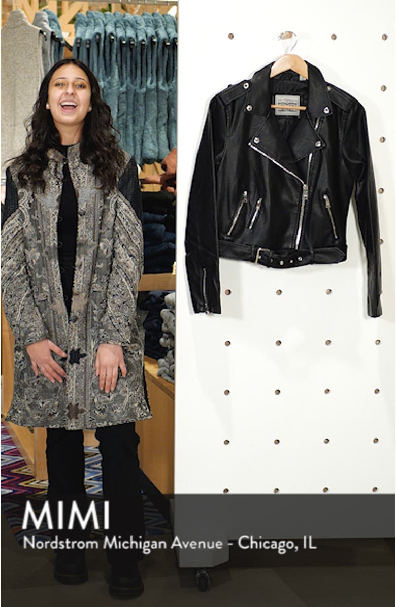 Faux Leather Fashion Belted Moto Jacket