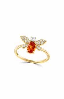 EFFY 14K Yellow Gold Citrine & Diamond Bee Ring