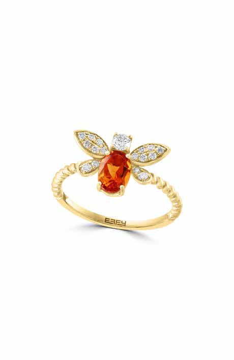 EFFY 14K Yellow Gold Citrine & Diamond Bee Ring