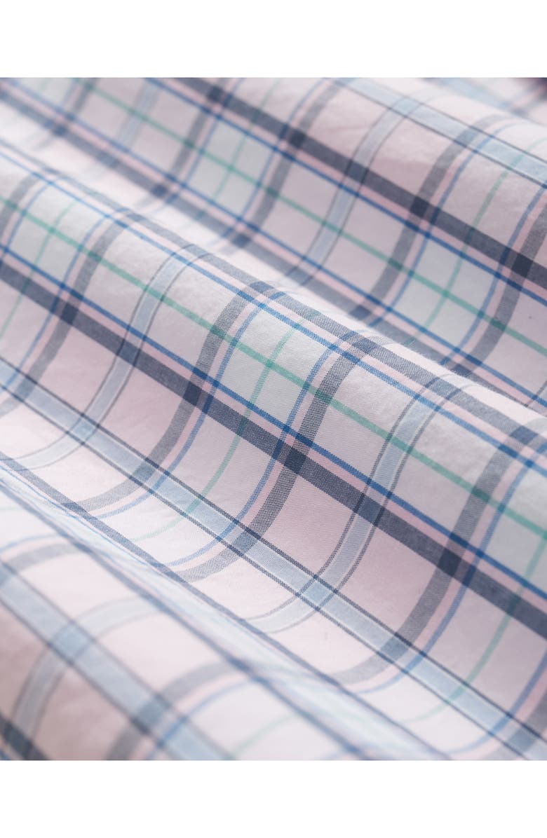 Brooks Brothers Friday Regular Fit Plaid Short Sleeve Cotton Poplin Button-Down Shirt, Alternate, color, Pink