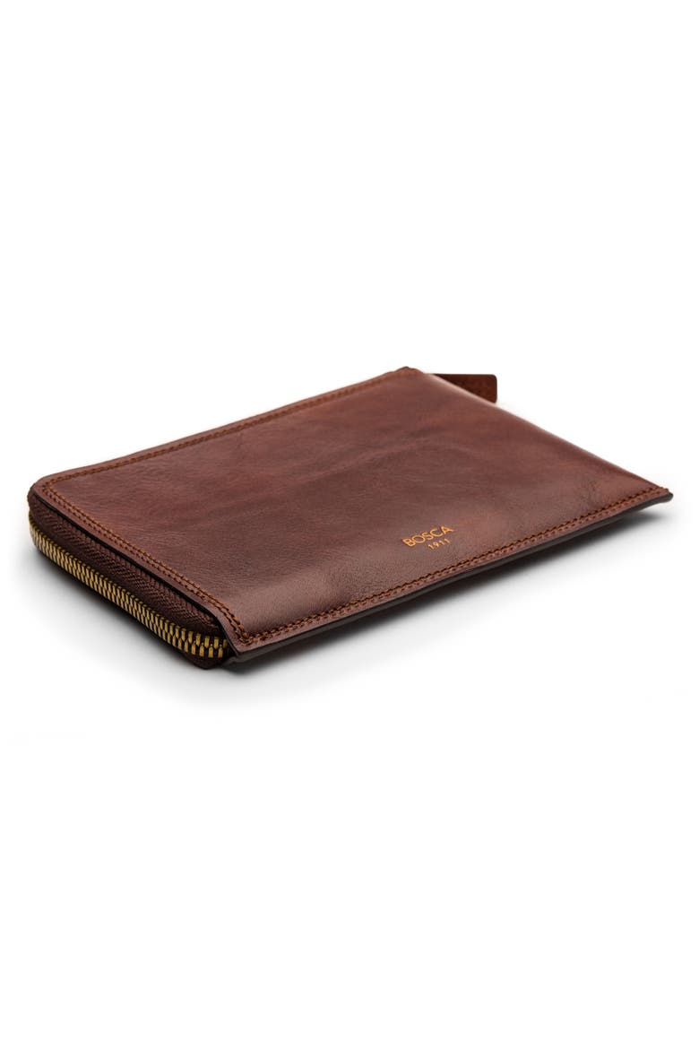 Leather Zip Wallet, Alternate, color, DARK BROWN