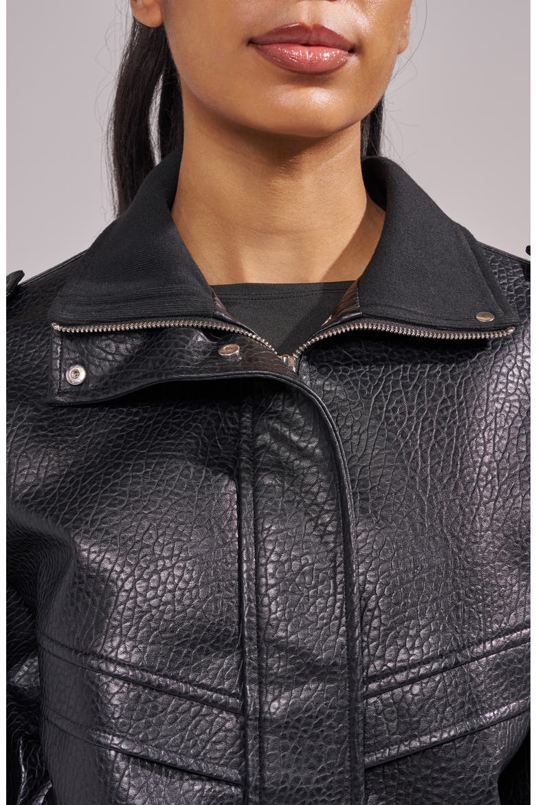 Verlander Faux Leather Bomber Jacket, Alternate, color, BLACK