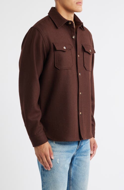 Schott Nyc Cpo Wool Blend Work Shirt In Brown