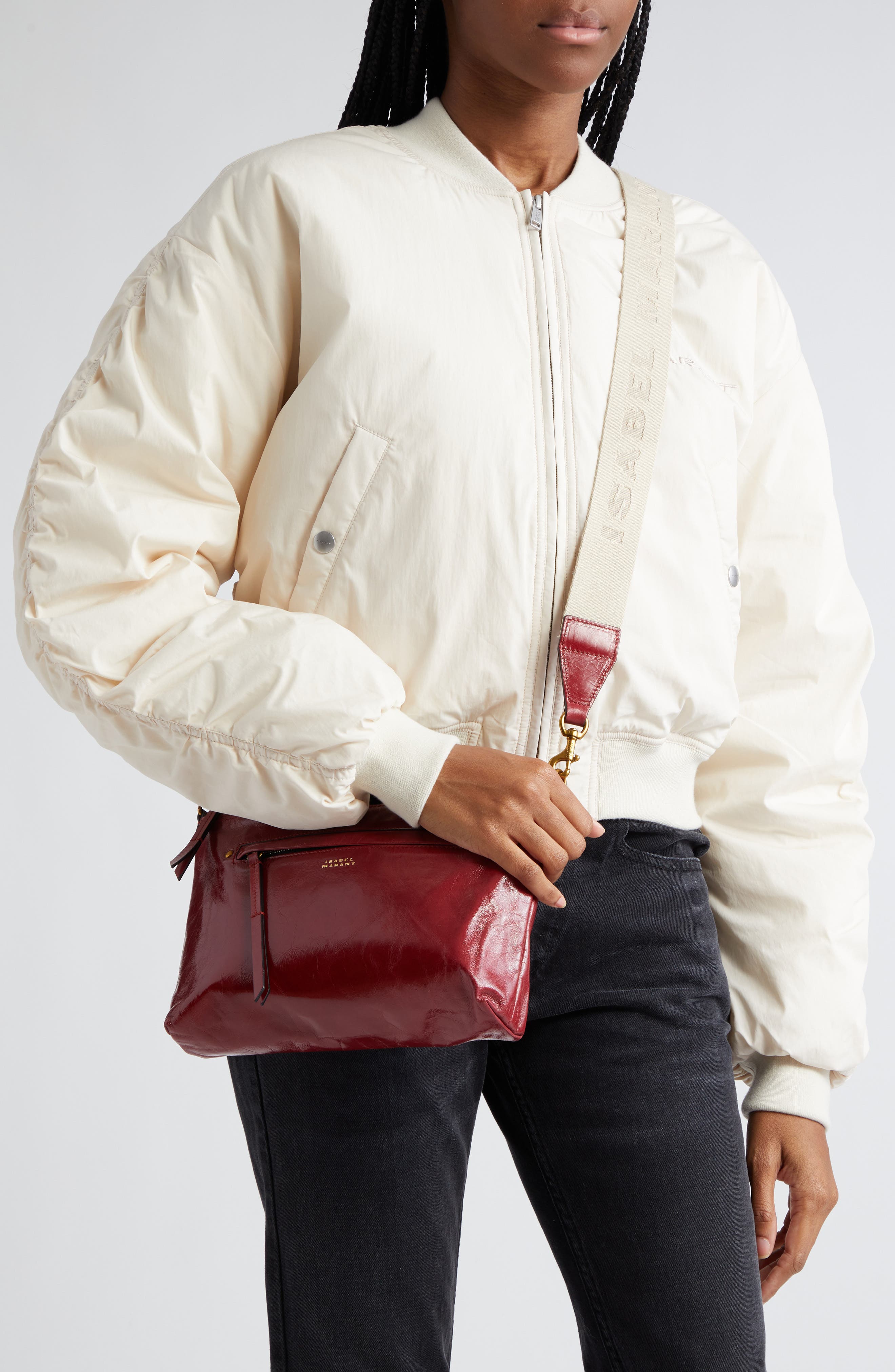Nessah Wardy Leather Crossbody Bag, Alternate, color, DARK RED